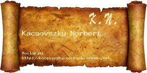 Kacsovszky Norbert névjegykártya