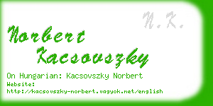 norbert kacsovszky business card